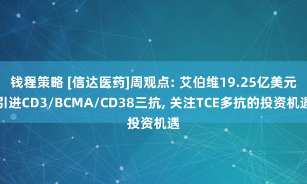 钱程策略 [信达医药]周观点: 艾伯维19.25亿美元引进CD3/BCMA/CD38三抗, 关注TCE多抗的投资机遇